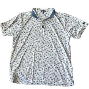 Bad Birdie Blue and White Palm Tree Golf Polo Shirt